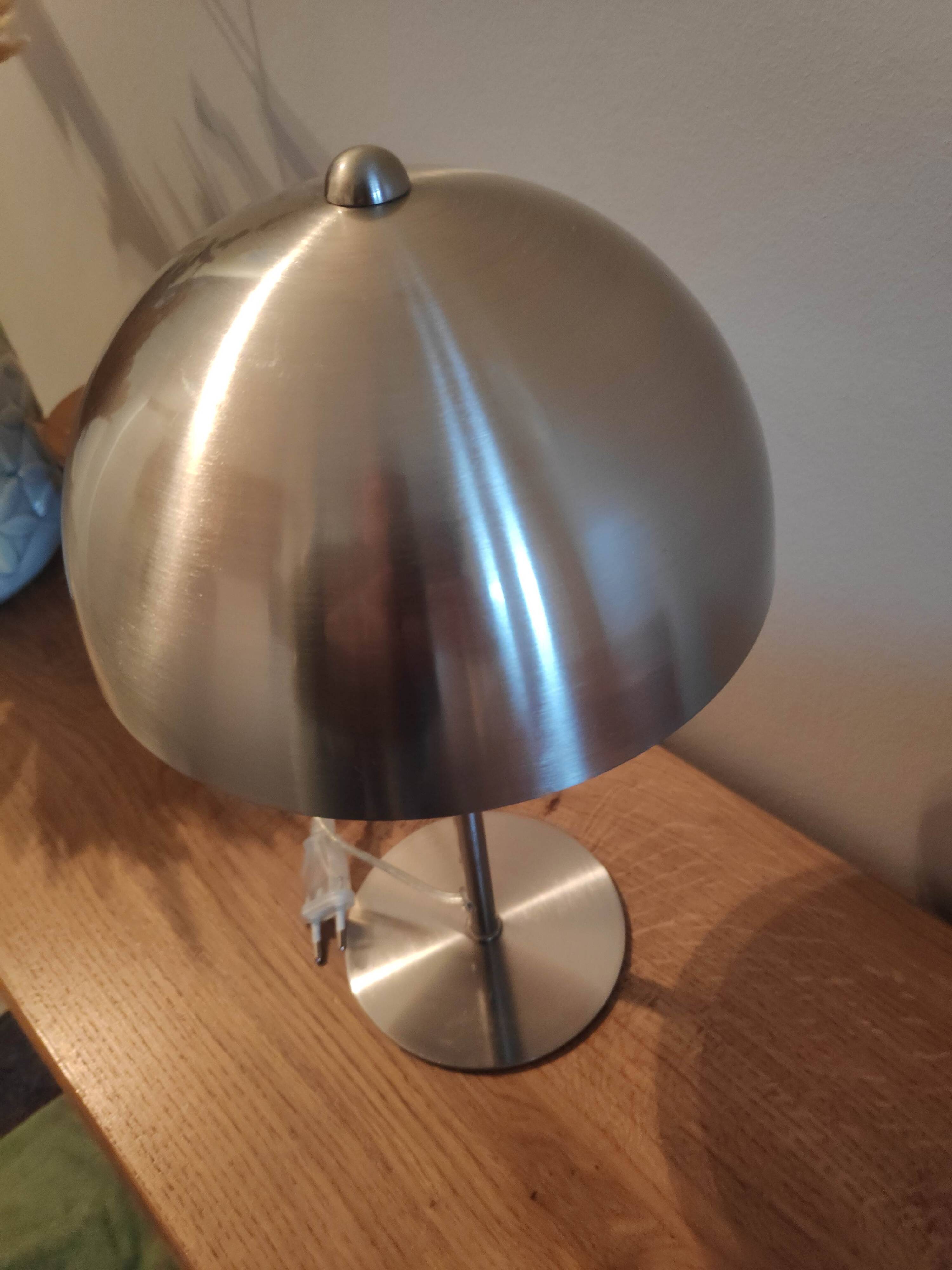 Brushed metal mushroom lamp