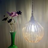 Vintage round amber glass globe pendant light