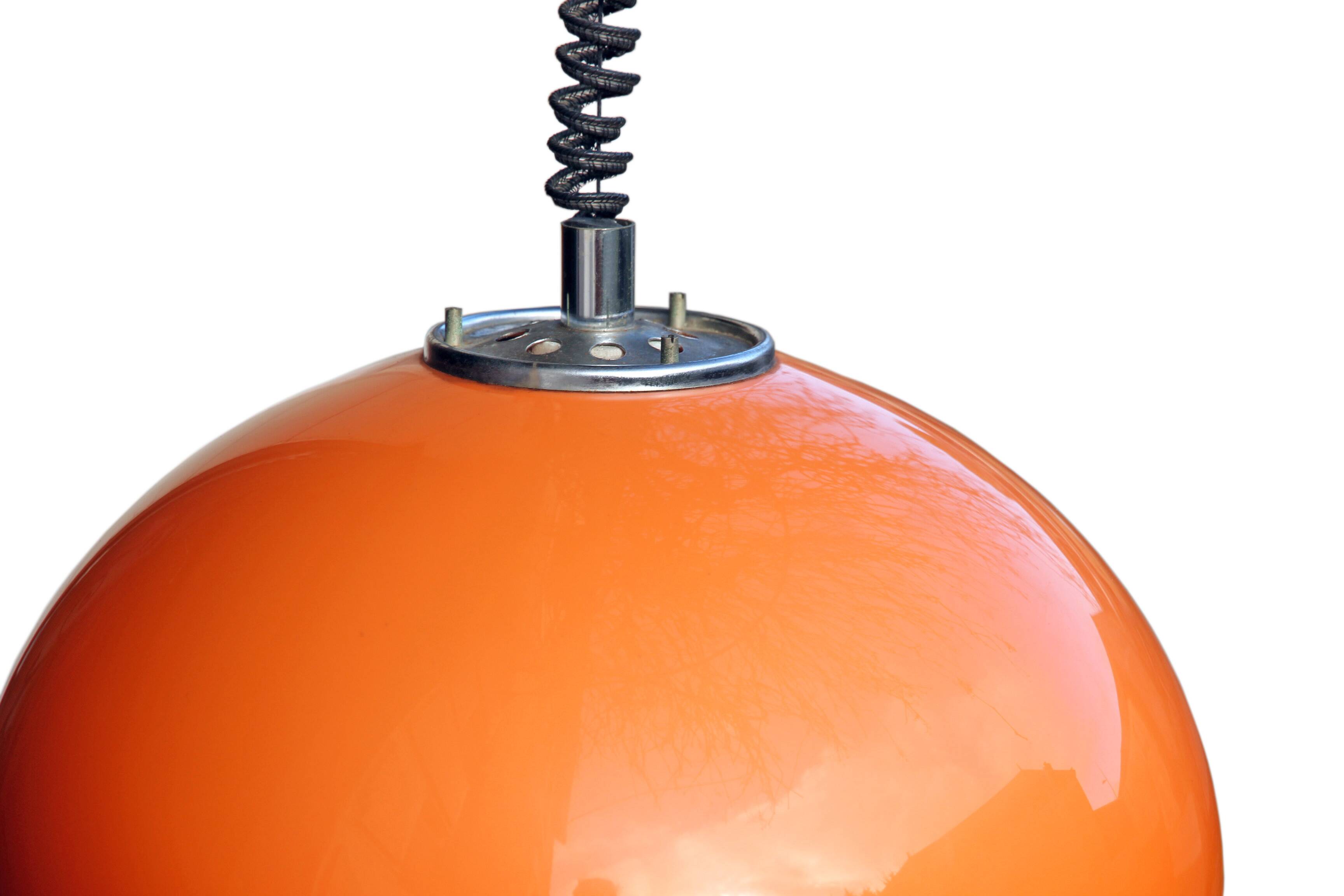 Guzzini Jolly suspension model in orange, 1968.