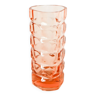 Faceted pink glass vase, 1960