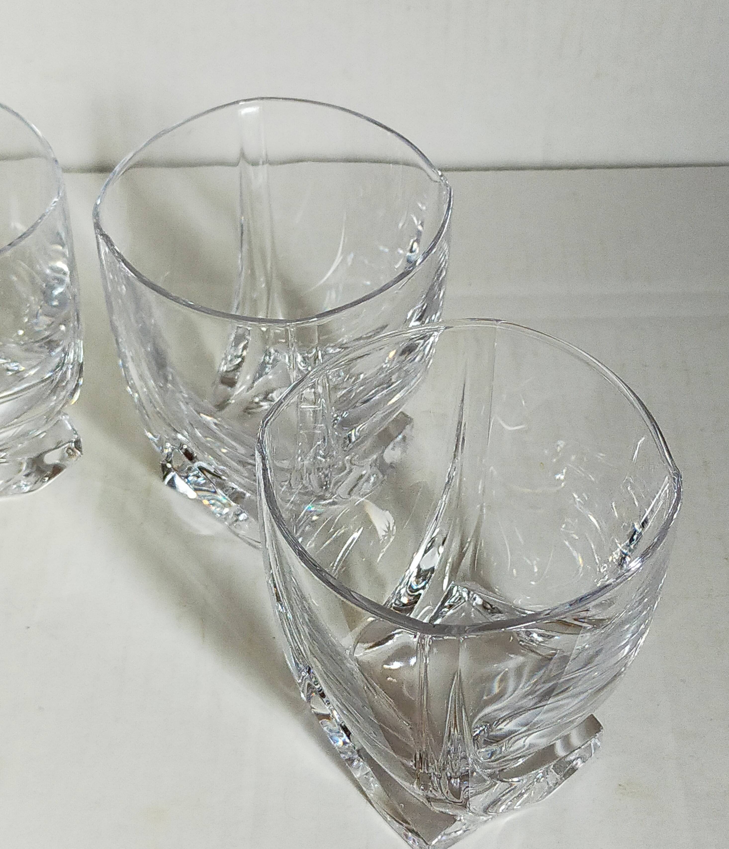 Five vintage crystal whiskey glasses