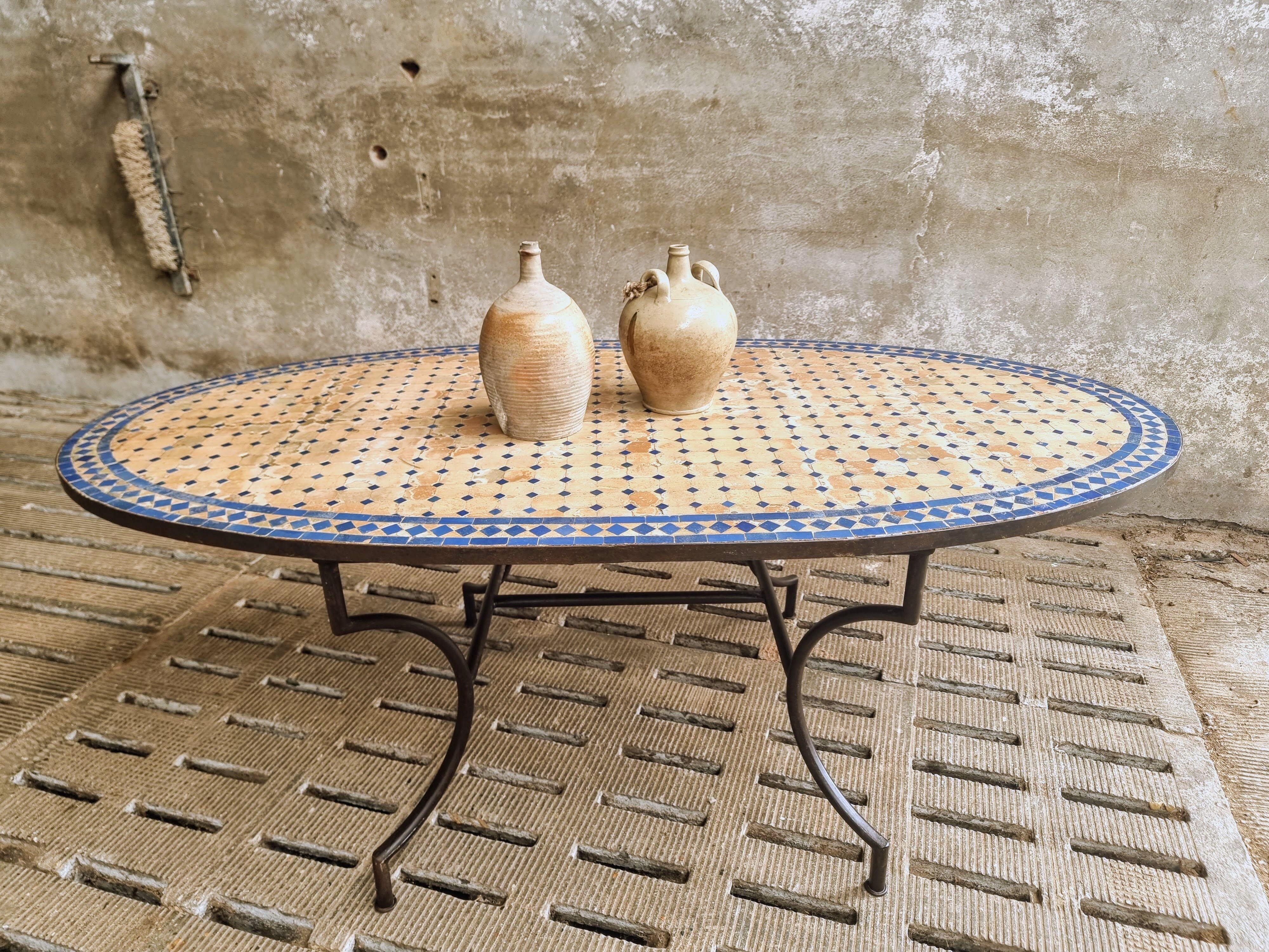 Old dining table garden table Moroccan mosaic 100 x 200 cm
