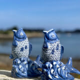 Duo de vases en barbotine ancienne