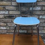 A set of Four vintage chairs in blue Formica and chrome legs 1960s