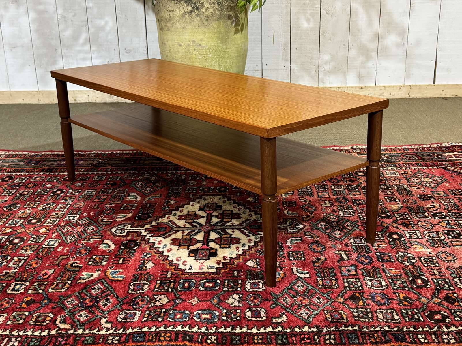 1970s English coffee table in teak and iroko.