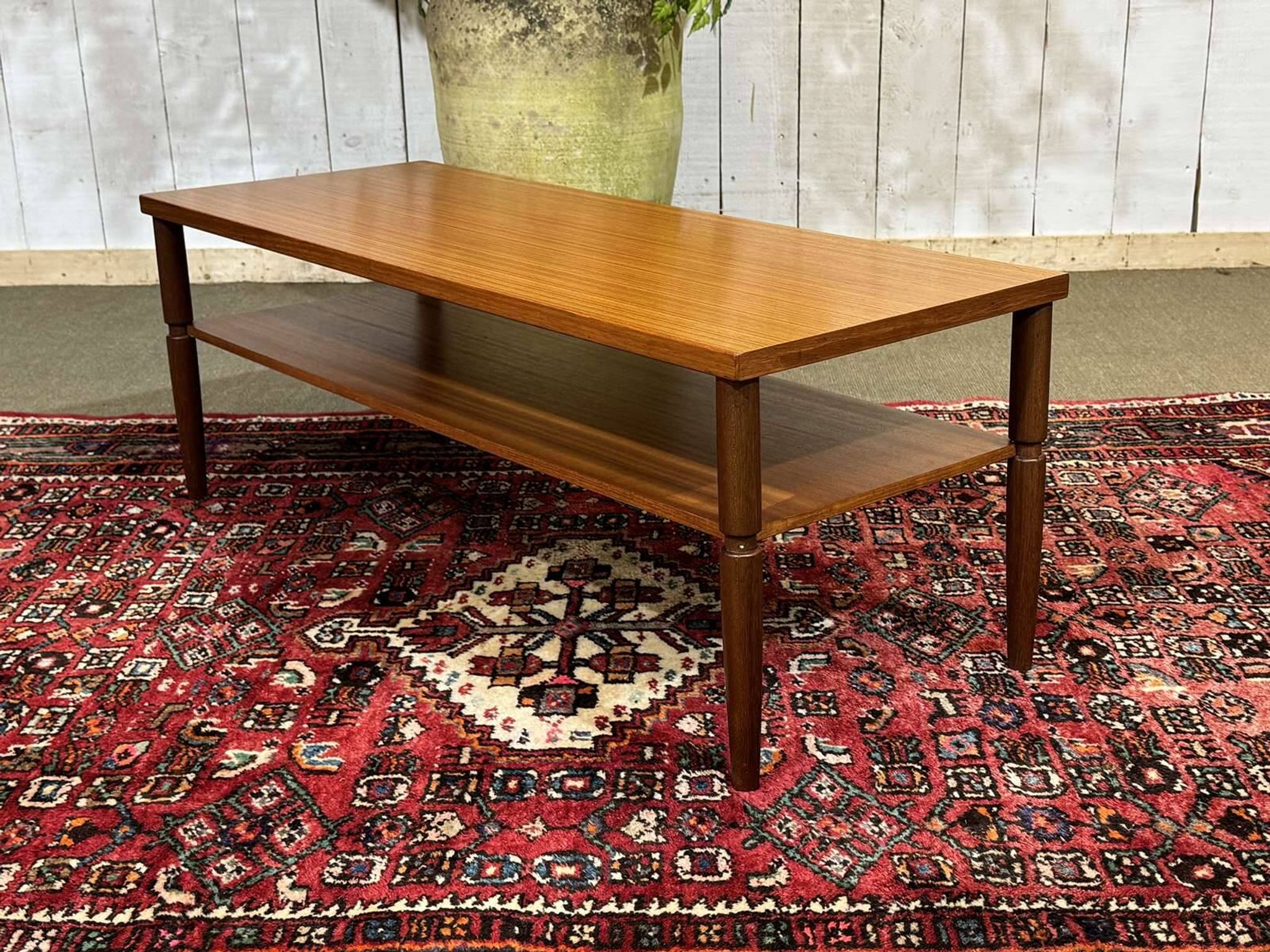 1970s English coffee table in teak and iroko.