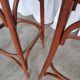 Mid-Century Thonet Style Bar Stools: Red Faux Leather Seat, Set of 2