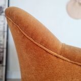 Golden yellow velvet toad armchair