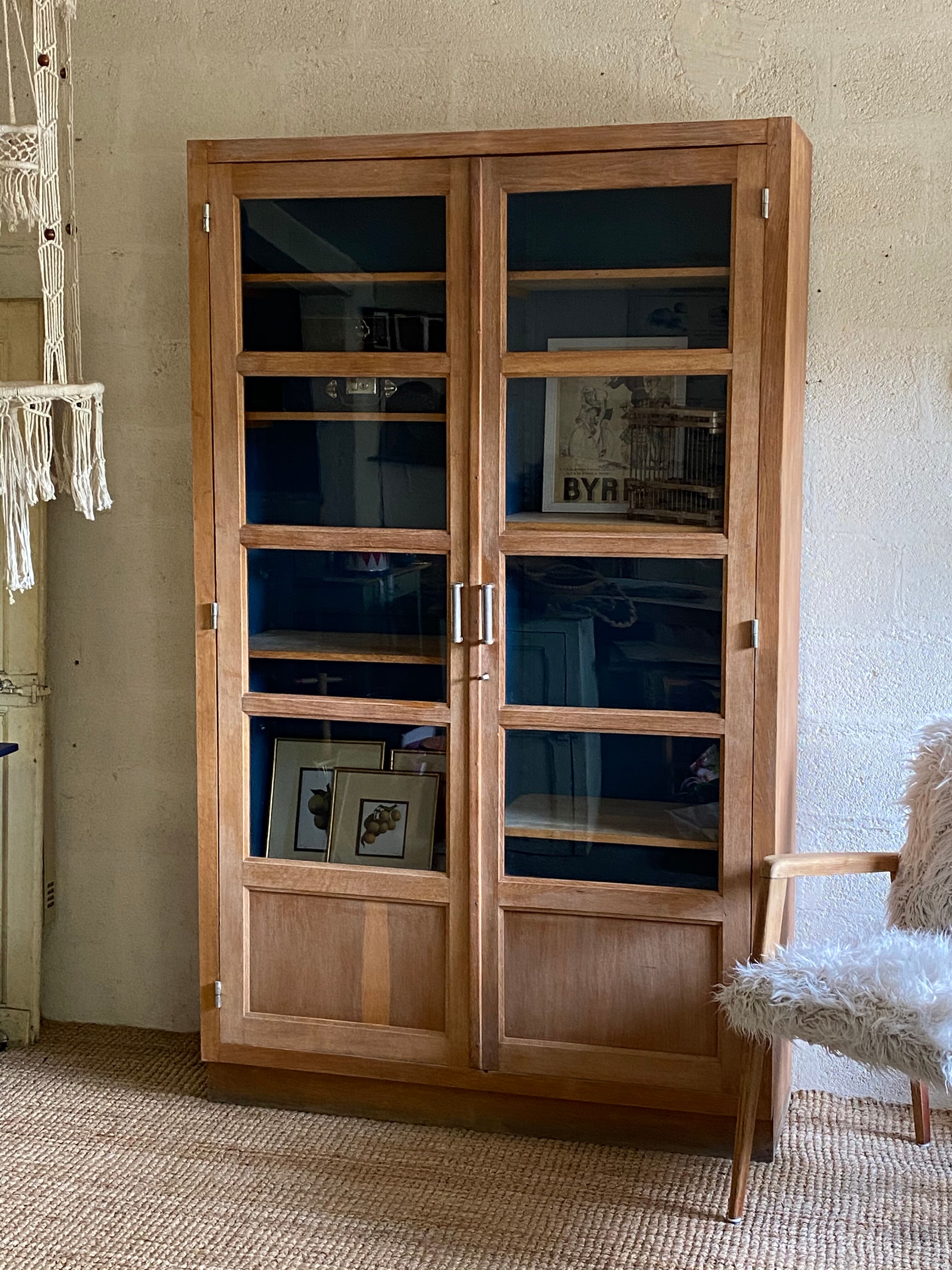 Oak university glass bookcase 1950