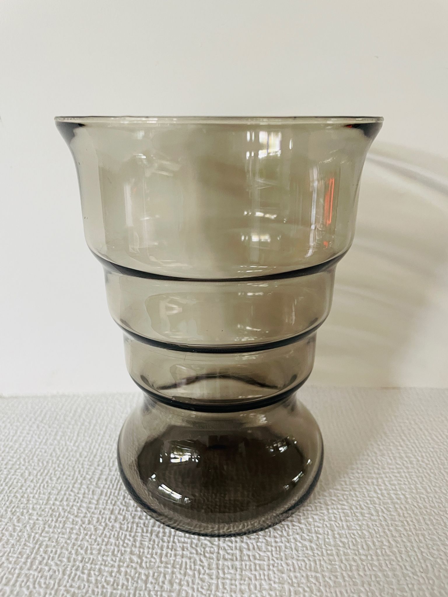 Vintage Leerdam Vase. Glass vase K.P.C. De Bazel. 1920's smoke glass vase Model S.