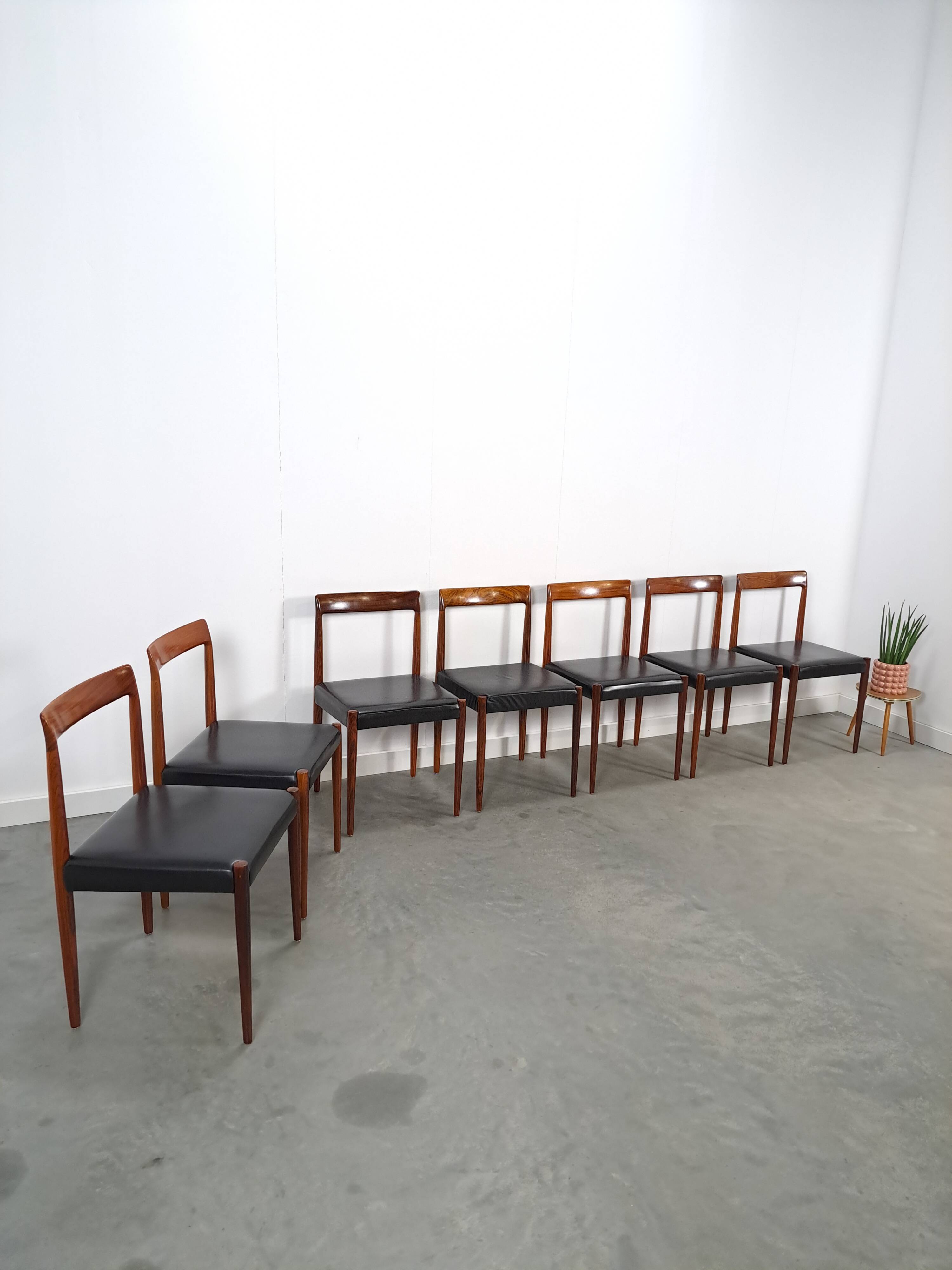 Ensemble design de chaises Lubke en bois de rose 7x