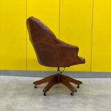 Fauteuil de direction Chesterfield en cuir marron