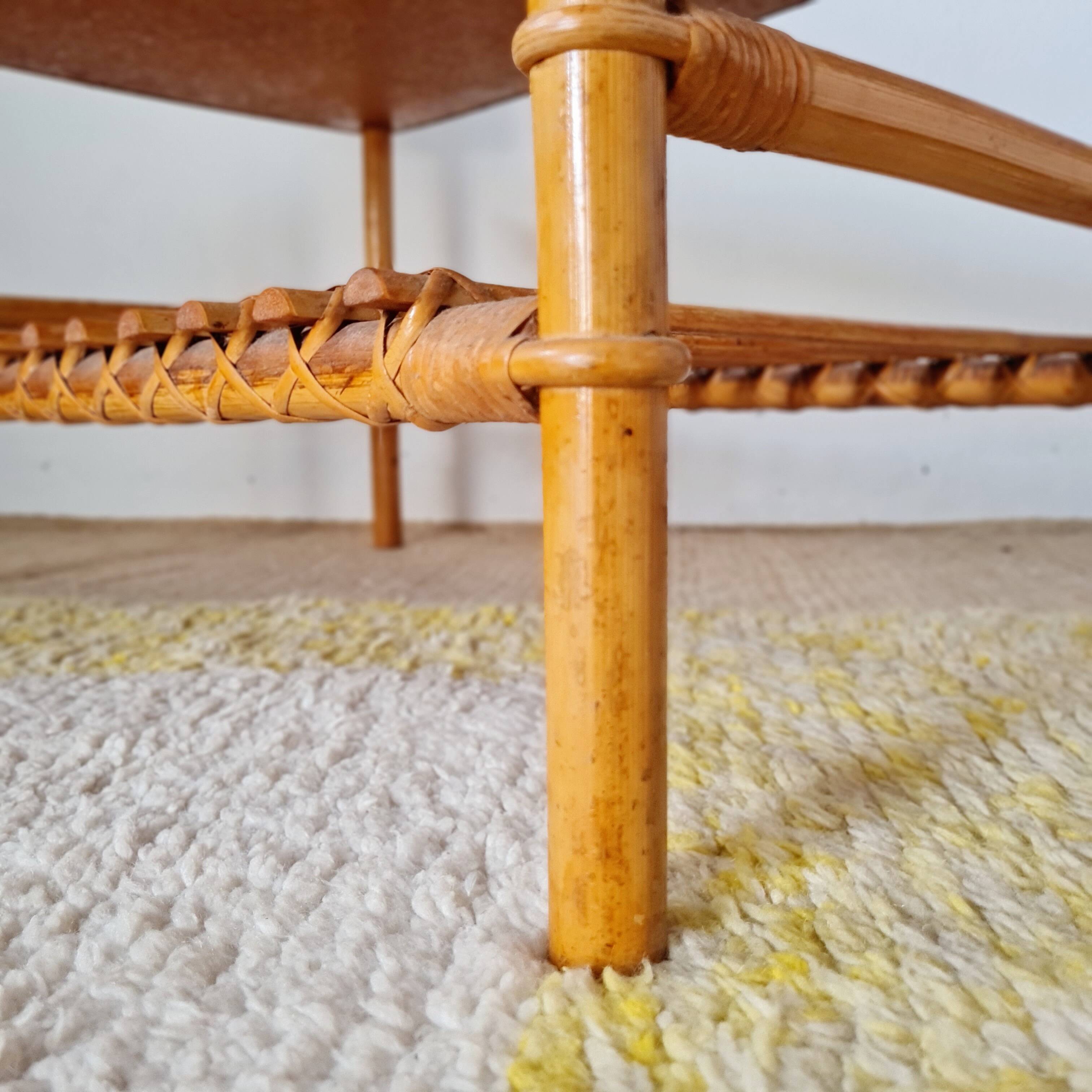 Antique coffee table in rattan and bamboo