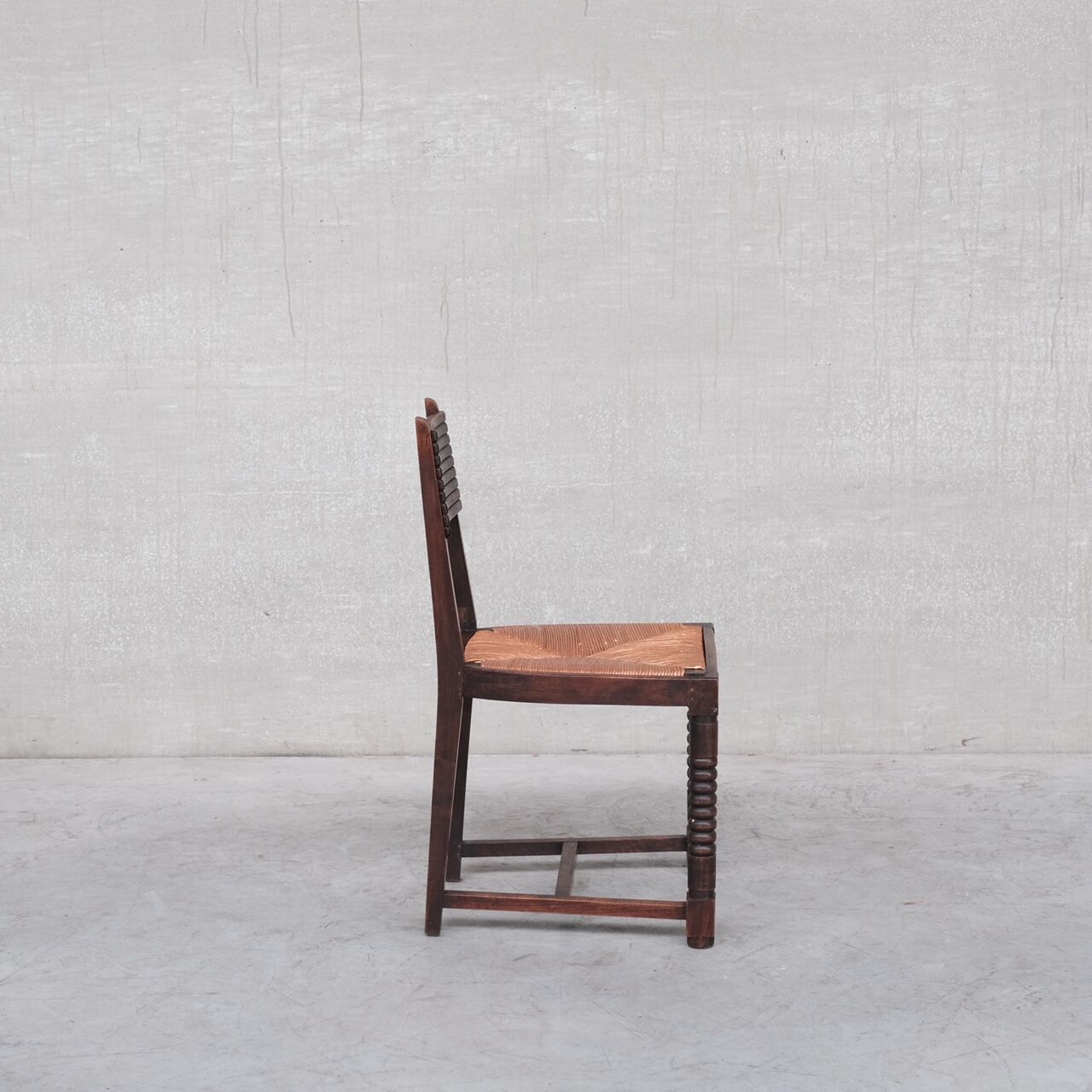 Set of six rush mid-century dining chairs