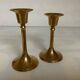 Pair of small brass tulip-shaped candlesticks