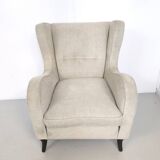 Ivory Lounge Chair with Ottoman in the Style of Gio Ponti, Italy