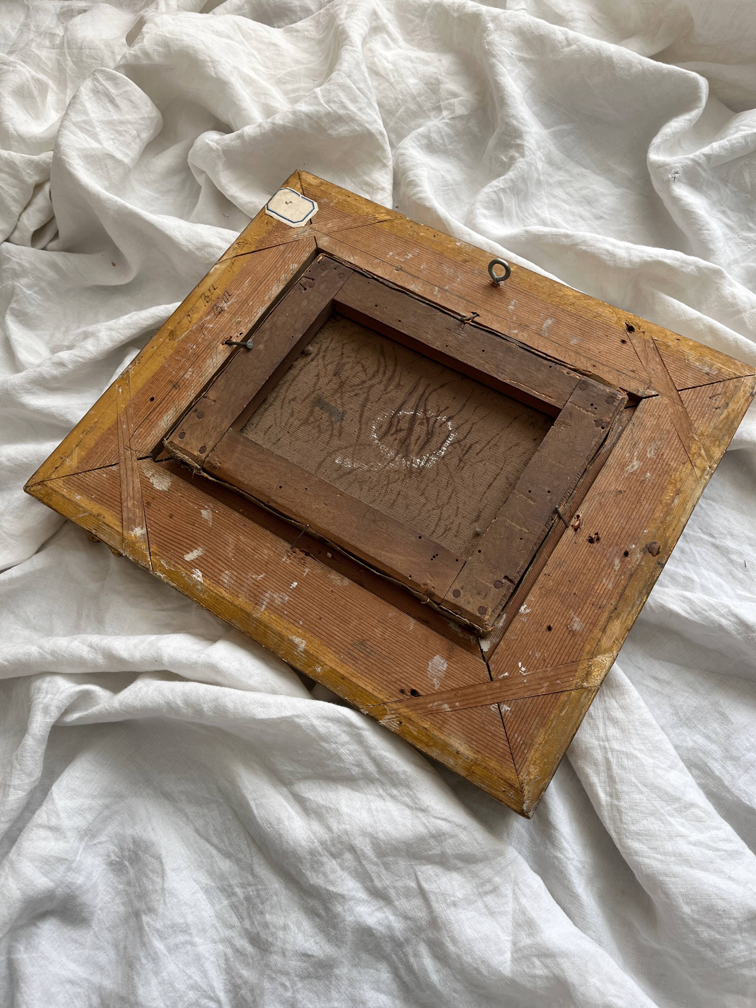 Old oil painting on canvas countryside landscape 19th