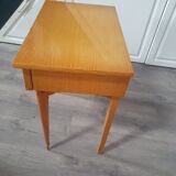 Vintage 60 year bedside table with a compass foot drawer like marquetry on the drawer