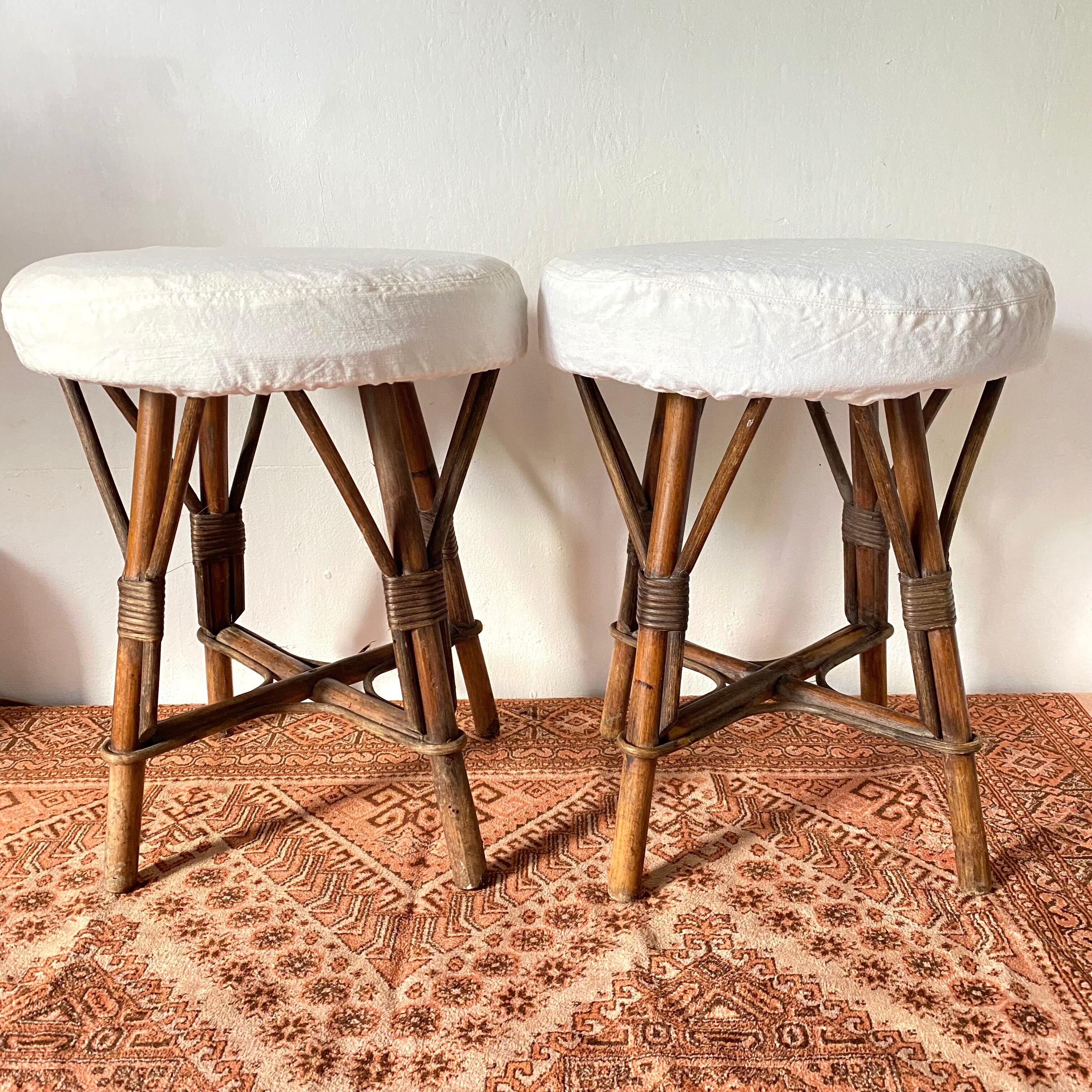 Vintage rattan stools