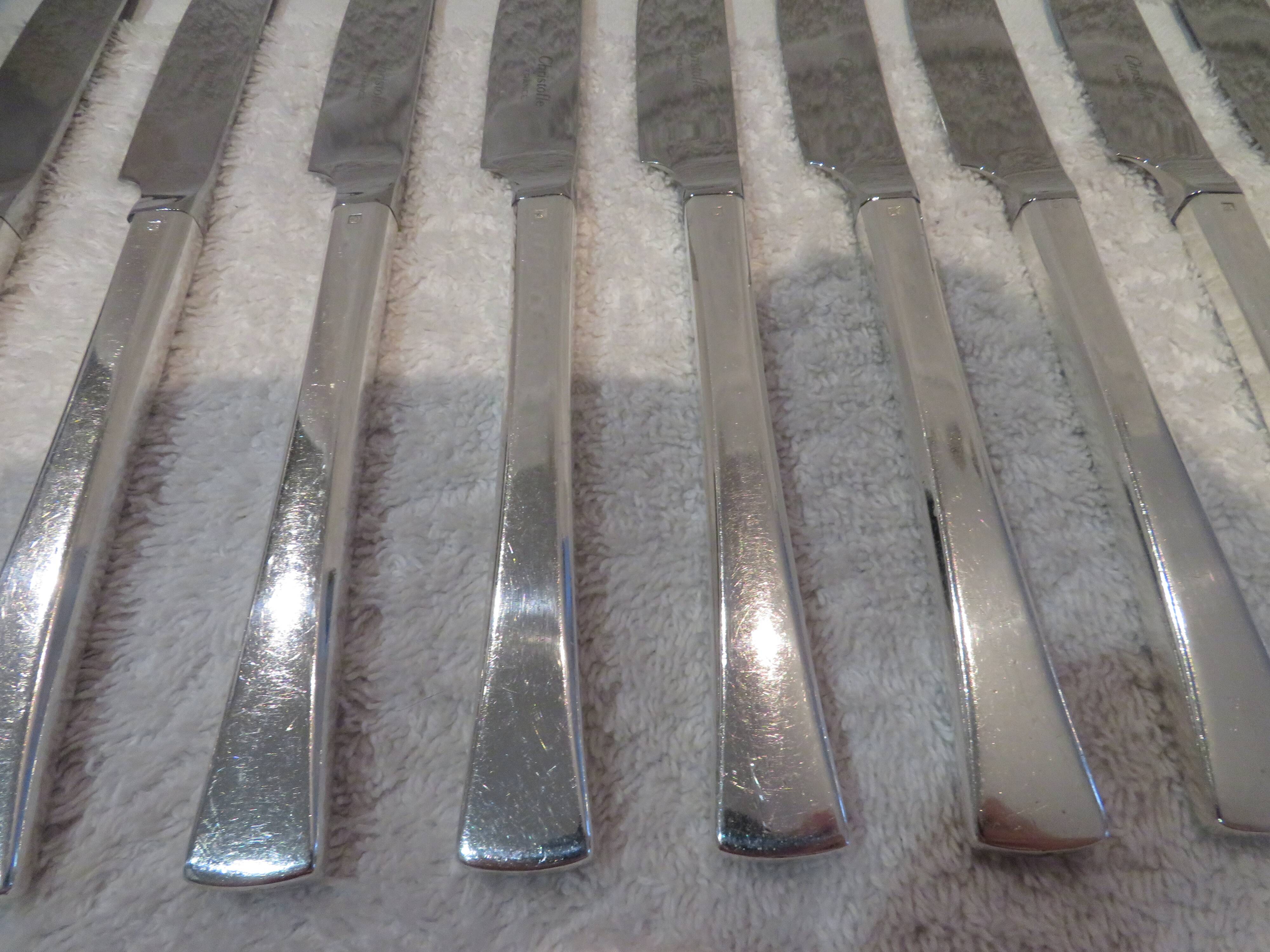 12 Christofle Concorde silver plated dessert knives, 19cm