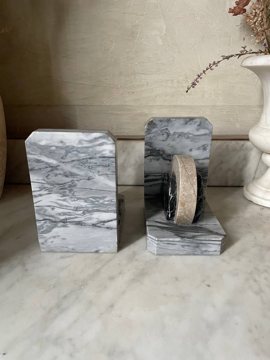 Art Deco marble bookends