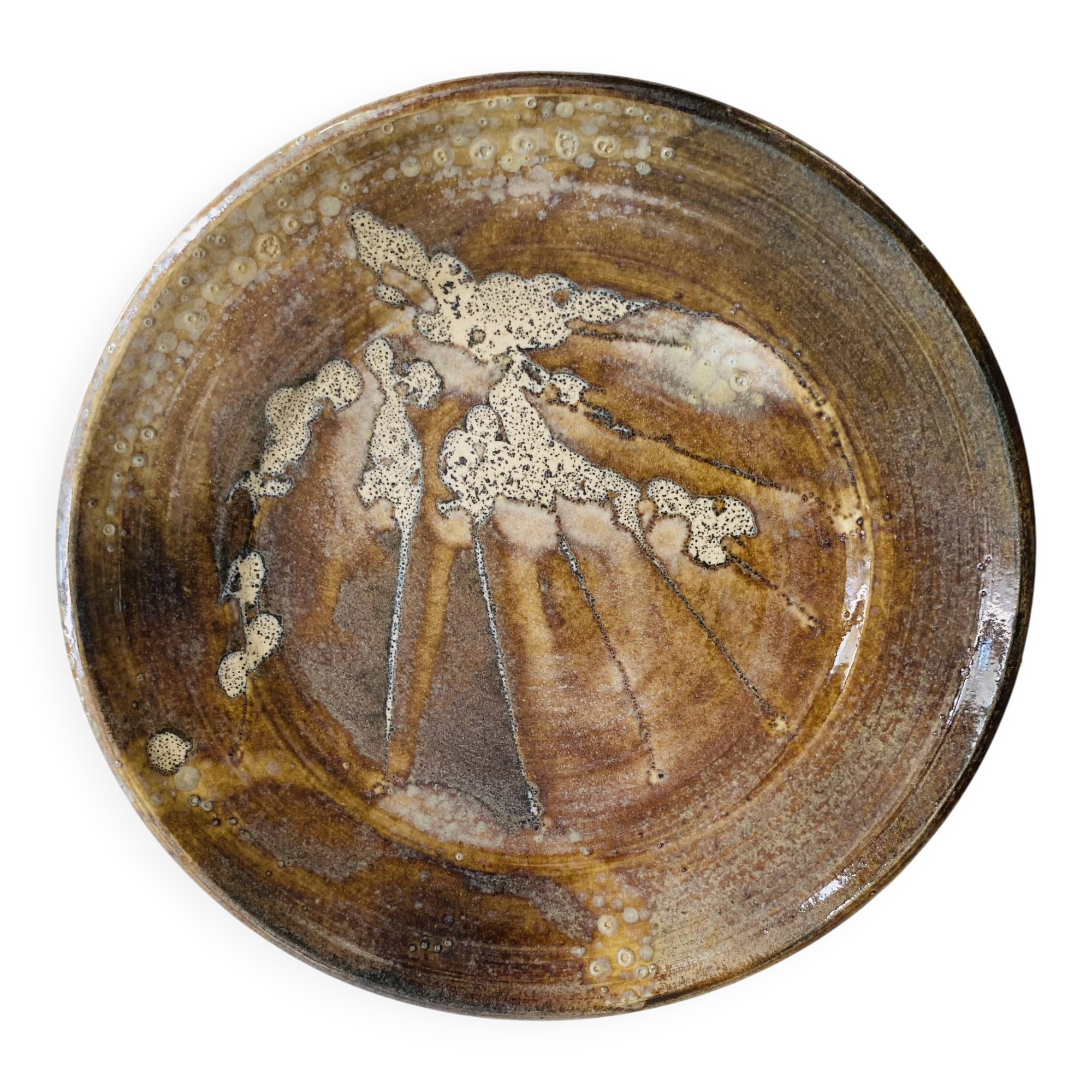 Ceramic plate signed, stoneware 24 cm
