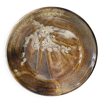 Plat céramique signé , grès 24 cm