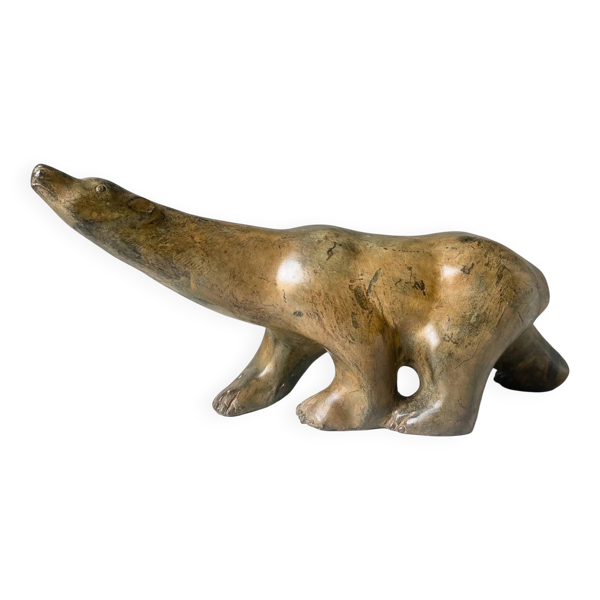 Sculpture en bronze ours polaire｜Pierre Chenet, XXe siècle