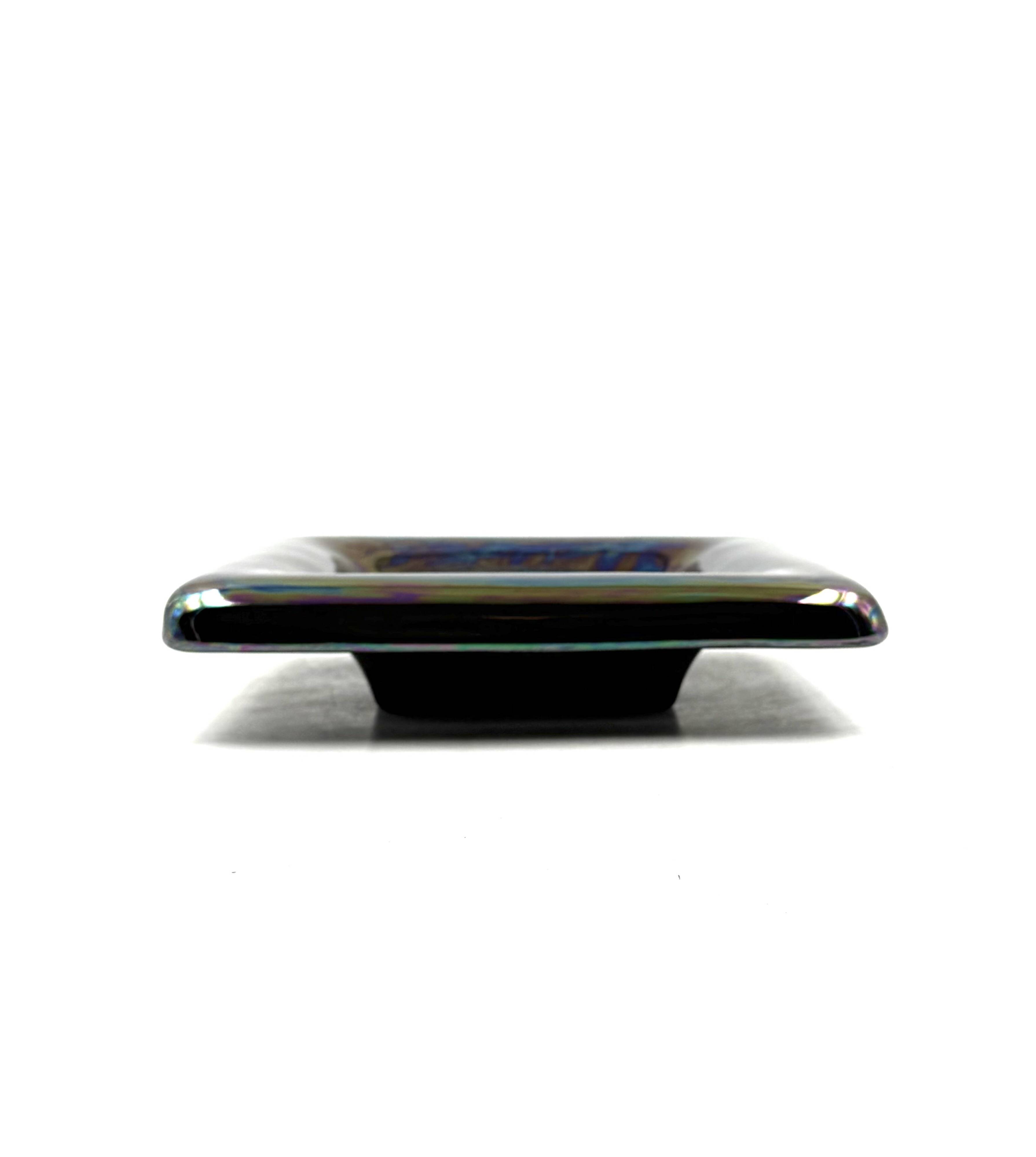 Mid-century modern iridescent ceramic ashtray/ vide poche, Paoli Italy 1970
