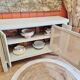 Buffet 3 portes en chêne style art déco relooké avec porte en cannage