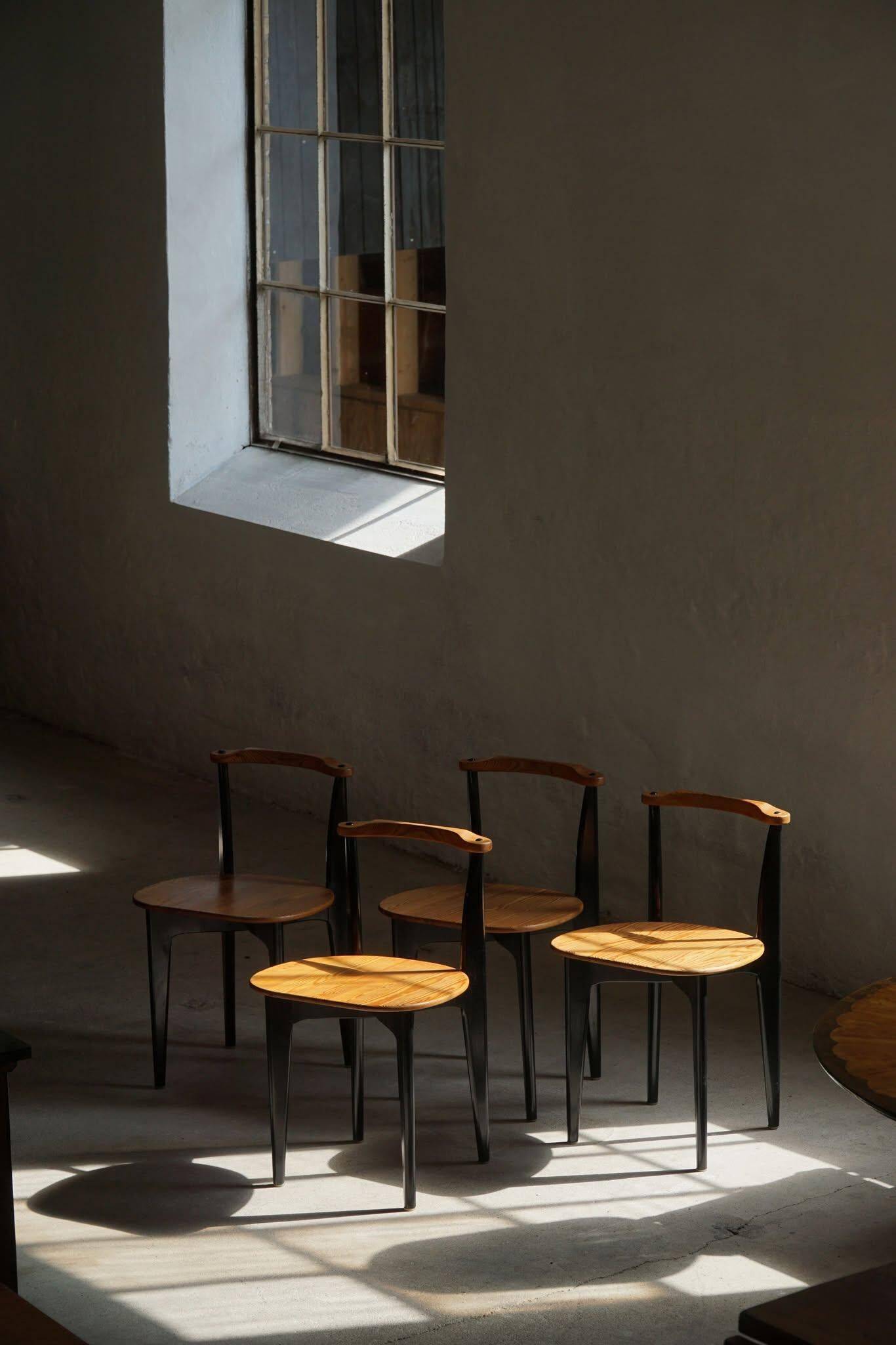 Set of 4 'Thema' chairs in pine by Yngve Ekström, Swedese, Modern Swedish, 1954