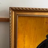 Abstract painting with vintage gilded frame