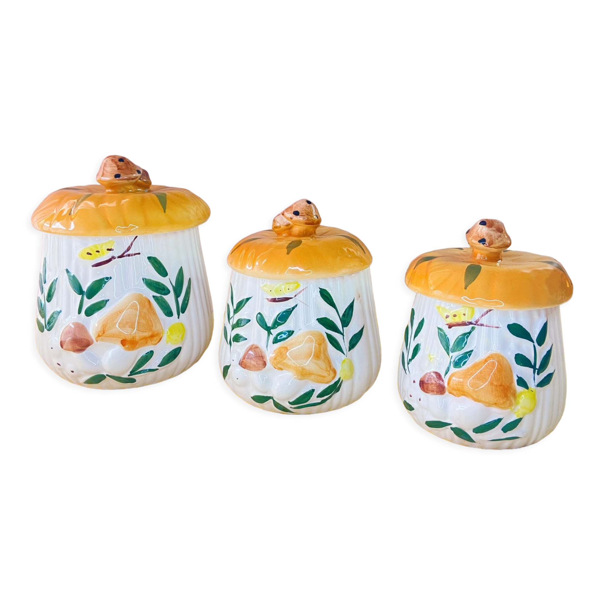 Ensemble 3 pots champignons en céramique
