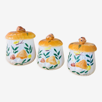Set of 3 ceramic mushroom pots