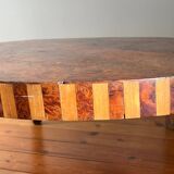 Round coffee table in Elm Burl, Art Deco decorative work - Year 1941