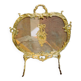 Fire screen, 19th century spark screen in gilded bronze