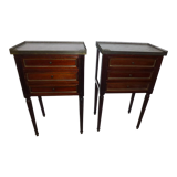 Old pair bedside table style Louis XVI mahogany marble