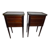 Old pair bedside table style Louis XVI mahogany marble
