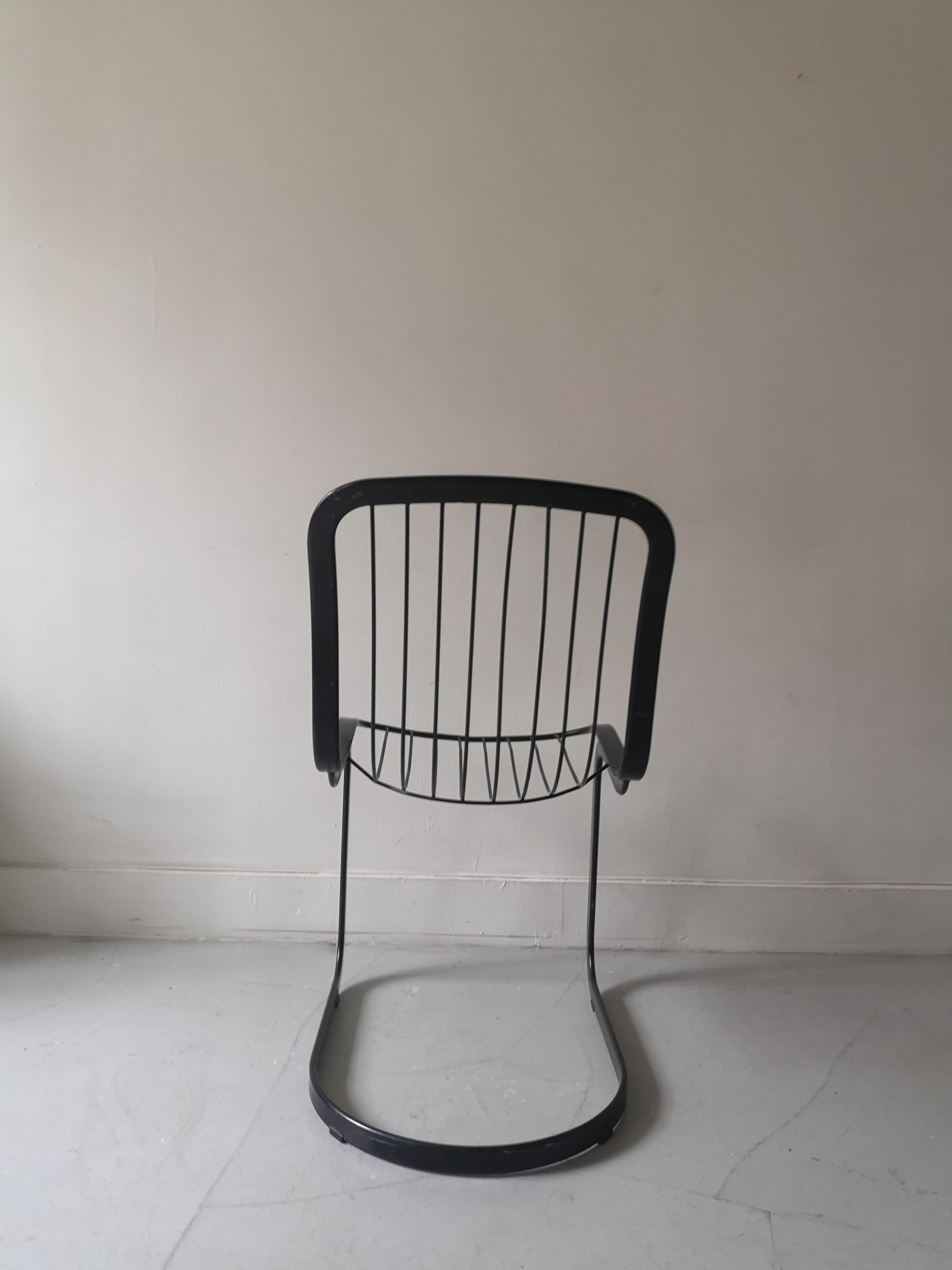 Black metal chair and Leather Cidue, Italy 1970