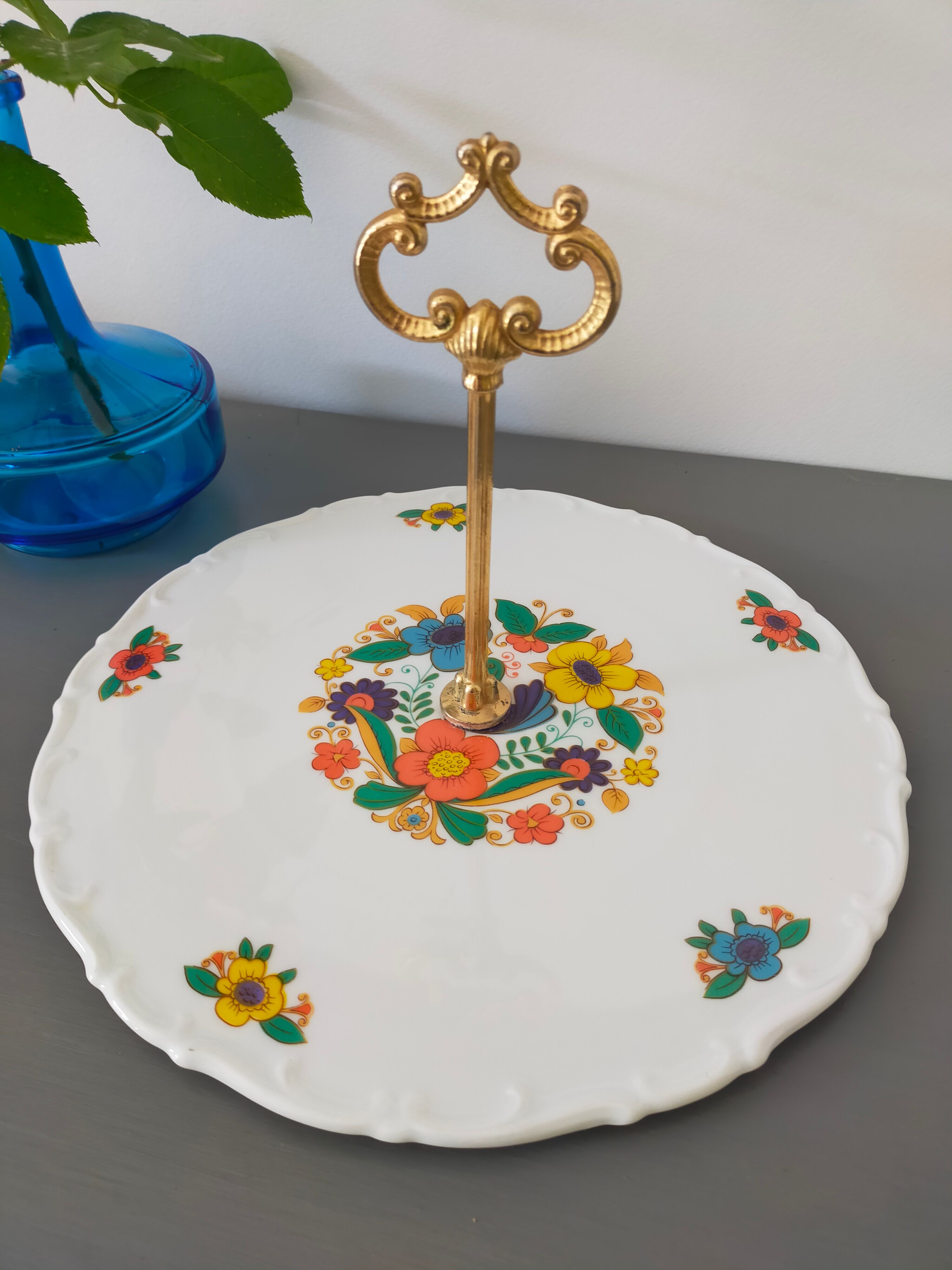Vintage cake stand, old cake server, cake tray, Royal Tettau Bavaria