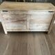 Oak storage chest with rattan caning