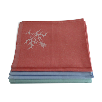 Lot 6 napkins Vosges old 1991