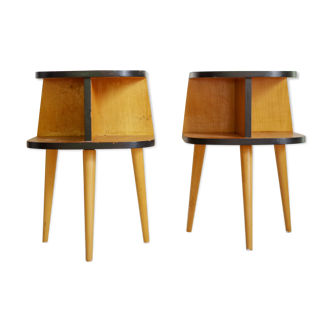 Pair of tapered 60s tripod bedside legs