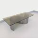 Vintage rectangular Space Age coffee table in steel and smoked glass.