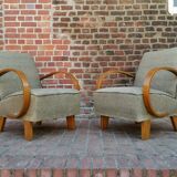 Pair of armchairs by Jindrich Halabala for Thonet 1950. Art deco