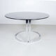 Milo Baughman chrome and smoked glass dinner table, 1970's