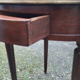 Table bouillotte ancienne avec plateau marbre style louis xvi