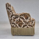 1960s, Danish 2-seater sofa, brown/beige furniture fabric, ash wood legs.