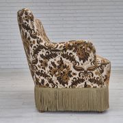 1960s, Danish 2-seater sofa, brown/beige furniture fabric, ash wood legs.