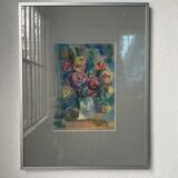Oil chalk drawing flowers